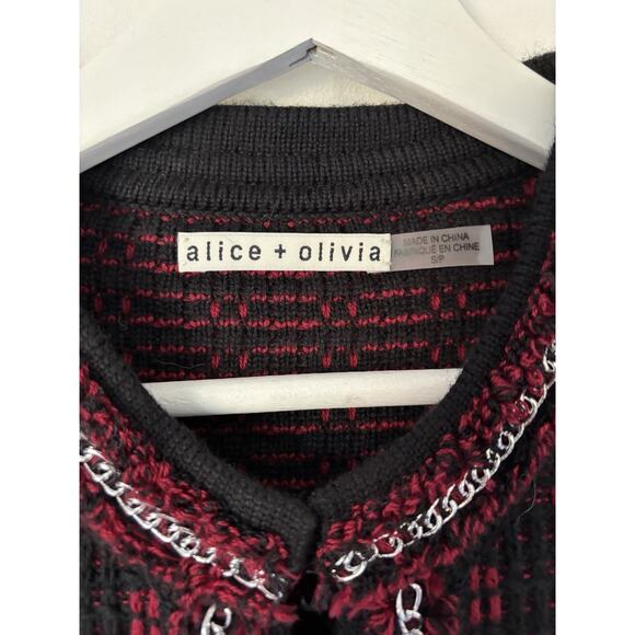 Alice & Olivia Blazer Georgia Jacket Embelished Tweed Small Elegant Knit - Picture 3 of 11